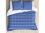 Abakuhaus Set Copripiumino A Righe Weinlese Per Letti Singoli, Ankerleinen Waves, Antiacaro, Adatto A Chi Soffre Di Allergie, Con Federa, 155 Cm X 220 Cm - 80 X 80 Cm, Ceil Blu Bianco