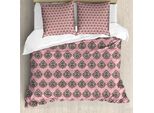 Set Copripiumino In Damasco Rosa Abakuhaus Per Letti Singoli, Arte Rococò Modernizzata, Antiacaro, Adatto A Chi Soffre Di Allergie, Con Federa, 155 Cm X 220 Cm - 80 X 80 Cm, Rosa Pallido Beige