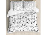 Set Copripiumino Abakuhaus Silhouette Per Letti Singoli, Federe Monocolore, Antiacaro E Anallergico Con Federa Per Cuscino, 155 Cm X 220 Cm - 80 X 80 Cm, Grigio Antracite E Bianco