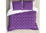 Abakuhaus Set Copripiumino Per Letti Singoli, Cuori Doodle Con Strisce, Antiacaro, Adatto A Chi Soffre Di Allergie, Con Federa, 155 Cm X 220 Cm - 80 X 80 Cm, Viola Melanzana