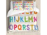 Abakuhaus Set Copripiumino Alphabet Per Letti Singoli, Acquerello Educativo, Antiacaro, Adatto A Chi Soffre Di Allergie, Con Federa, 155 Cm X 220 Cm - 80 X 80 Cm, Multicolore Guscio D'uovo
