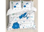 Abakuhaus Set Copripiumino Fiji Per Letti Singoli, Mappatura Con Nome Scritto, Antiacaro, Adatto A Chi Soffre Di Allergie, Con Federa, 200 Cm X 200 Cm - 80 X 80 Cm, Bianco Cobalto-Blu-Verde