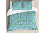 Abakuhaus Set Copripiumino Per Letti Singoli, Animali In Costumi Stravaganti, Antiacaro, Adatto A Chi Soffre Di Allergie, Con Federa, 155 Cm X 220 Cm - 80 X 80 Cm, Blu Cielo Profondo Multicolore