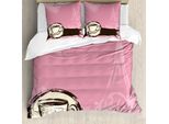 Abakuhaus Set Copripiumino Per Letto Singolo Torre Eiffel, Tazza Da Caffè Fugace, Antiacaro Adatto A Chi Soffre Di Allergie Con Federa, 200 Cm X 200 Cm - 80 X 80 Cm, Rosa Pallido Marrone