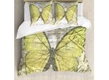 Abakuhaus Set Copripiumino Per Letto Singolo Eiffelturm, Con Scritte E Farfalle, Antiacaro E Anallergico, Con Federa, 155 Cm X 220 Cm - 80 X 80 Cm, Marrone Ardesia E Verde Chiaro