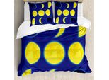 Abakuhaus Set Copripiumino Per Letto Singolo, Schema Delle Fasi Lunari Notturne, Antiacaro, Adatto A Chi Soffre Di Allergie, Con Federa, 200 Cm X 200 Cm - 80 X 80 Cm, Indaco Giallo