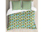Abakuhaus Set Copripiumino Per Letto Singolo Con Stampa Gufo, Moderna Caricatura Di Uccelli, Antiacaro E Anallergico, Con Federa, 155 Cm X 220 Cm - 80 X 80 Cm, Multicolore