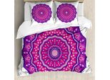 Abakuhaus Set Copripiumino Hippie Viola Per Letti Singoli, Complesso E Orientale, Antiacaro Adatto A Chi Soffre Di Allergie Con Federa, 200 Cm X 200 Cm - 80 X 80 Cm, Rosa Baby Indaco