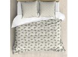Abakuhaus Set Copripiumino Con Stampa Gufo Per Letti Singoli, Uccellini In Una Ciotola, Antiacaro, Adatto A Chi Soffre Di Allergie, Con Federa, 155 Cm X 220 Cm - 80 X 80 Cm, Pale Tan Verde Reseda