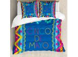 Abakuhaus Cinco De Mayo Set Copripiumino Per Letti Singoli, Decorato Con Motivi Floreali, Antiacaro, Adatto A Chi Soffre Di Allergie, Con Federa, 200 Cm X 200 Cm - 80 X 80 Cm, Blu Azzurro Multicolore