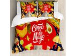 Abakuhaus Cinco De Mayo Set Copripiumino Per Letti Singoli, Festeggiamenti Messicani, Antiacaro Adatto A Chi Soffre Di Allergie Con Federa, 200 Cm X 200 Cm - 80 X 80 Cm, Multicolore