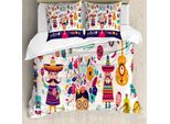Abakuhaus Cinco De Mayo Set Copripiumino Per Letti Singoli, Arte Culturale Messicana, Antiacaro, Adatto A Chi Soffre Di Allergie, Con Federa, 200 Cm X 200 Cm - 80 X 80 Cm, Multicolore