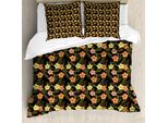 Abakuhaus Set Copripiumino Per Letto Singolo, Motivo Fogliame Giungla Vintage, Antiacaro E Anallergico, Con Federa, 200 Cm X 200 Cm - 80 X 80 Cm, Marrone Scuro Multicolore