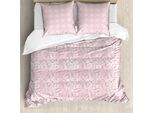 Set Copripiumino In Damasco Abakuhaus Per Letti Singoli, Foglie Botaniche Monocromatiche, Antiacaro, Adatto A Chi Soffre Di Allergie, Con Federa, 155 Cm X 220 Cm - 80 X 80 Cm, Rosa Cipria E Rosa