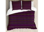 Abakuhaus Set Copripiumino Astratto Per Letti Singoli, Strisce Colorate Digitali, Antiacaro, Adatto A Chi Soffre Di Allergie, Con Federa, 155 Cm X 220 Cm - 80 X 80 Cm, Viola Scuro Senape