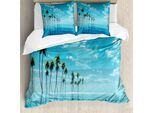Abakuhaus Set Copripiumino Fiji Per Letti Singoli, Lunghi Alberi Di Cocco Acqua Tranquilla, Antiacaro Adatto A Chi Soffre Di Allergie Con Federa, 200 Cm X 200 Cm - 80 X 80 Cm, Blu Mare