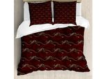 Abakuhaus Set Copripiumino Aborigeno Per Letti Singoli, Zentangle Kangaroo, Antiacaro, Adatto A Chi Soffre Di Allergie, Con Federa, 200 Cm X 200 Cm - 80 X 80 Cm, Fucsia Scuro Multicolore