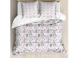 Abakuhaus Set Copripiumino Per Letto Singolo Torre Eiffel, Articolo Romantico Doodle, Antiacaro, Adatto A Chi Soffre Di Allergie, Con Federa, 155 Cm X 220 Cm - 80 X 80 Cm, Rosa Multicolore