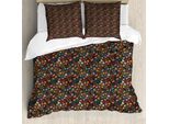 Abakuhaus Set Copripiumino Per Letti Singoli, Foglie Floreali Nostalgiche, Antiacaro, Adatto A Chi Soffre Di Allergie, Con Federa, 200 Cm X 200 Cm - 80 X 80 Cm, Multicolore