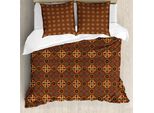 Abakuhaus Set Copripiumino Aborigeno Per Letti Singoli, Motivo Floreale Tradizionale, Antiacaro, Adatto A Chi Soffre Di Allergie, Con Federa, 200 Cm X 200 Cm - 80 X 80 Cm, Pale Redwood Multicolor