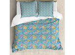 Abakuhaus Set Copripiumino Per Letti Singoli, Motivo Astratto Piumaggio Di Uccello, Antiacaro, Adatto A Chi Soffre Di Allergie, Con Federa, 155 Cm X 220 Cm - 80 X 80 Cm, Blu Cielo Profondo Multicolore