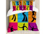 Abakuhaus Set Copripiumino Silhouette Per Letti Singoli, Colori Ballerini, Antiacaro, Adatto A Chi Soffre Di Allergie, Con Federa, 200 Cm X 200 Cm - 80 X 80 Cm, Multicolore Grigio Antracite
