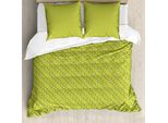 Abakuhaus Set Copripiumino Per Letto Singolo, Motivi Botanici Diagonali, Antiacaro, Adatto A Chi Soffre Di Allergie, Con Federa, 200 Cm X 200 Cm - 80 X 80 Cm, Giallo Verde Oliva