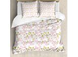 Abakuhaus Set Copripiumino Acquerello Con Motivi Floreali Per Letti Singoli, Fiori Giapponesi, Antiacaro, Adatto A Chi Soffre Di Allergie, Con Federa, 155 Cm X 220 Cm - 80 X 80 Cm, Rosa Baby