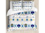 Abakuhaus Set Copripiumino Cinco De Mayo Per Letti Singoli, Teschi E Ossa, Antiacaro, Adatto A Chi Soffre Di Allergie, Con Federa, 200 Cm X 200 Cm - 80 X 80 Cm, Blu Azzurro Multicolore