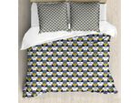 Abakuhaus Set Copripiumino Astratto Per Letti Singoli, Triangoli E Poligoni, Antiacaro, Adatto A Chi Soffre Di Allergie, Con Federa, 200 Cm X 200 Cm - 80 X 80 Cm, Giallo Scuro, Blu, Grigio