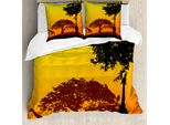 Abakuhaus Set Copripiumino Silhouette Per Letti Singoli, Giraffa Savannah Desert, Antiacaro, Adatto A Chi Soffre Di Allergie, Con Federa, 155 Cm X 220 Cm - 80 X 80 Cm, Arancione Cioccolato