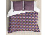 Abakuhaus Set Copripiumino Astratto Per Letti Singoli, Piccoli Quadrati Vivaci, Antiacaro, Adatto A Chi Soffre Di Allergie, Con Federa, 200 Cm X 200 Cm - 80 X 80 Cm, Multicolore