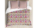 Abakuhaus Set Copripiumino Per Letto Singolo Con Stampa Gufo, Motivi Floreali Colorati, Antiacaro, Adatto A Chi Soffre Di Allergie, Con Federa, 200 Cm X 200 Cm - 80 X 80 Cm, Multicolore