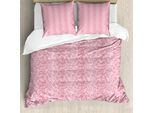 Abakuhaus Set Copripiumino Vintage Per Letti Singoli, Motivi Fogliati Rosa Damascato, Antiacaro, Adatto A Chi Soffre Di Allergie, Con Federa, 155 Cm X 220 Cm - 80 X 80 Cm, Bianco, Colori Naturali