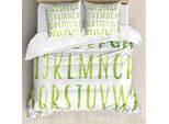 Abakuhaus Set Copripiumino Alphabet Per Letti Singoli, Sfumature Acquerellate, Antiacaro E Anallergico, Con Federa, 200 Cm X 200 Cm - 80 X 80 Cm, Verde Lime Chiaro