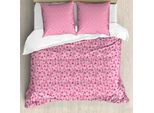 Abakuhaus Set Copripiumino Per Letto Singolo Torre Eiffel, Borsetta Torta-Caffè, Antiacaro, Adatto A Chi Soffre Di Allergie, Con Federa, 155 Cm X 220 Cm - 80 X 80 Cm, Rosa Rosa