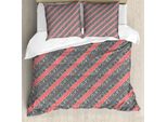 Abakuhaus Set Copripiumino Astratto Per Letti Singoli, Strisce Diagonali Moderne, Antiacaro, Adatto A Chi Soffre Di Allergie, Con Federa, 200 Cm X 200 Cm - 80 X 80 Cm, Vermiglio Coke Grigio