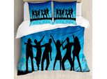 Set Copripiumino Abakuhaus Silhouette Per Letti Singoli, Danza Folla Sunrays, Antiacaro Adatto A Chi Soffre Di Allergie Con Federa, 155 Cm X 220 Cm - 80 X 80 Cm, Blu Cobalto Aqua