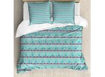 Abakuhaus Set Copripiumino Con Stampa Gufo Per Letti Singoli, Libri Impilati E Stelle, Antiacaro, Adatto A Chi Soffre Di Allergie, Con Federa, 200 Cm X 200 Cm - 80 X 80 Cm, Seafoam E Multicolor