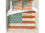 Abakuhaus Set Copripiumino A Righe Weinlese Per Letti Singoli, Grunge Us Flag, Antiacaro, Adatto A Chi Soffre Di Allergie, Con Federa, 200 Cm X 200 Cm - 80 X 80 Cm, Cannella Champagne