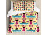 Abakuhaus Cinco De Mayo Set Copripiumino Per Letti Singoli, Faccina Divertente, Antiacaro, Adatto A Chi Soffre Di Allergie, Con Federa, 200 Cm X 200 Cm - 80 X 80 Cm, Giallo Pastello Multicolore