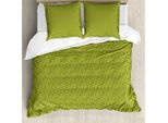Abakuhaus Set Copripiumino Per Letto Singolo, Foglie Germoglianti, Antiacaro, Adatto A Chi Soffre Di Allergie, Con Federa, 155 Cm X 220 Cm - 80 X 80 Cm, Verde Oliva Verde Pastello