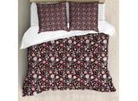Abakuhaus Set Copripiumino Per Letti Singoli, Motivo Folk Dell'europa Orientale, Antiacaro, Adatto A Chi Soffre Di Allergie, Con Federa, 200 Cm X 200 Cm - 80 X 80 Cm, Rosa Pallido Kaki