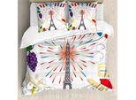 Abakuhaus Set Copripiumino Per Letto Singolo Torre Eiffel, Articoli Per Feste Parigine, Antiacaro, Adatto A Chi Soffre Di Allergie, Con Federa, 155 Cm X 220 Cm - 80 X 80 Cm, Multicolore