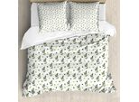 Abakuhaus Set Copripiumino Per Letti Singoli, Esagoni E Rami Frondosi, Antiacaro, Adatto A Chi Soffre Di Allergie, Con Federa, 200 Cm X 200 Cm - 80 X 80 Cm, Verde Oliva Verde Mela