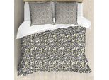Abakuhaus Set Copripiumino Per Letto Singolo, Tipografia E Numeri, Antiacaro, Adatto A Chi Soffre Di Allergie, Con Federa, 155 Cm X 220 Cm - 80 X 80 Cm, Grigio Giallo