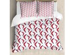Abakuhaus Set Copripiumino Aborigeno Per Letti Singoli, Motivo Boomerang, Antiacaro, Adatto A Chi Soffre Di Allergie, Con Federa, 200 Cm X 200 Cm - 80 X 80 Cm, Vermiglio Multicolore