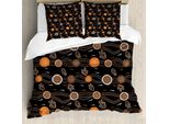 Abakuhaus Set Copripiumino Aborigeno Per Letti Singoli, Waves Dots E Boomerang, Antiacaro, Adatto A Chi Soffre Di Allergie, Con Federa, 200 Cm X 200 Cm - 80 X 80 Cm, Grigio Arancione