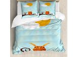 Abakuhaus Set Copripiumino Con Stampa Gufo Per Letti Singoli, Sleepy Vogel Sunburst, Antiacaro, Adatto A Chi Soffre Di Allergie, Con Federa, 200 Cm X 200 Cm - 80 X 80 Cm, Multicolore
