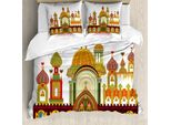 Abakuhaus Set Copripiumino Russo Per Letti Singoli, Fantasia Architettura Slava, Antiacaro, Adatto A Chi Soffre Di Allergie, Con Federa, 155 Cm X 220 Cm - 80 X 80 Cm, Bianco Multicolore